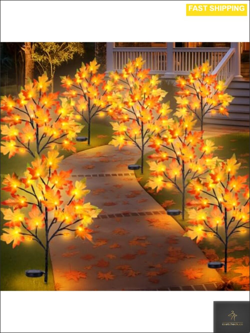 Solar Fall Decorative Stake Lights 8PCS Maple Leaf Acorn 34" Outdoor